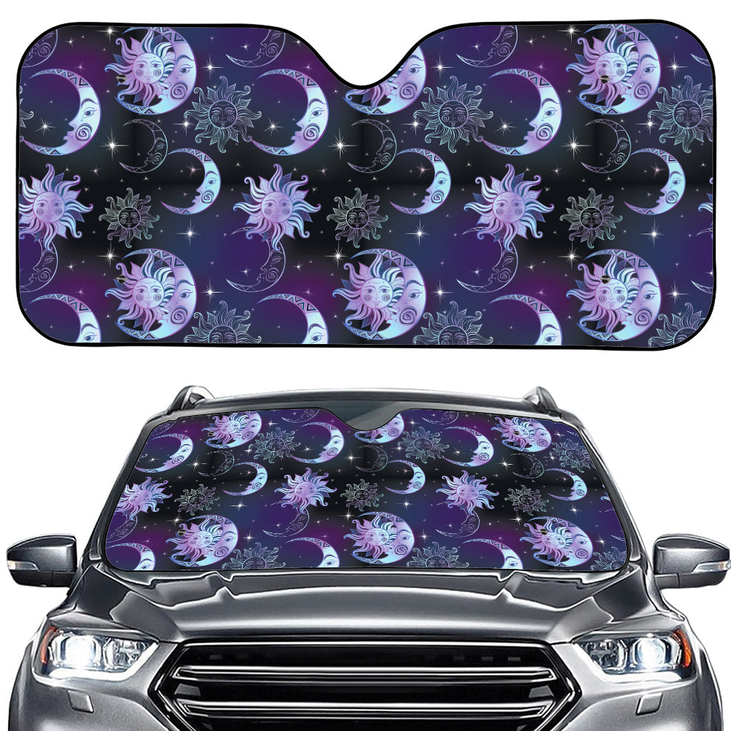 Galaxy Celestial Sun And Moon Print Car Windshield Sun Shade