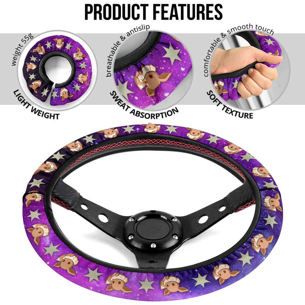 Galaxy Eevee Evolution Car Steering Wheel Cover