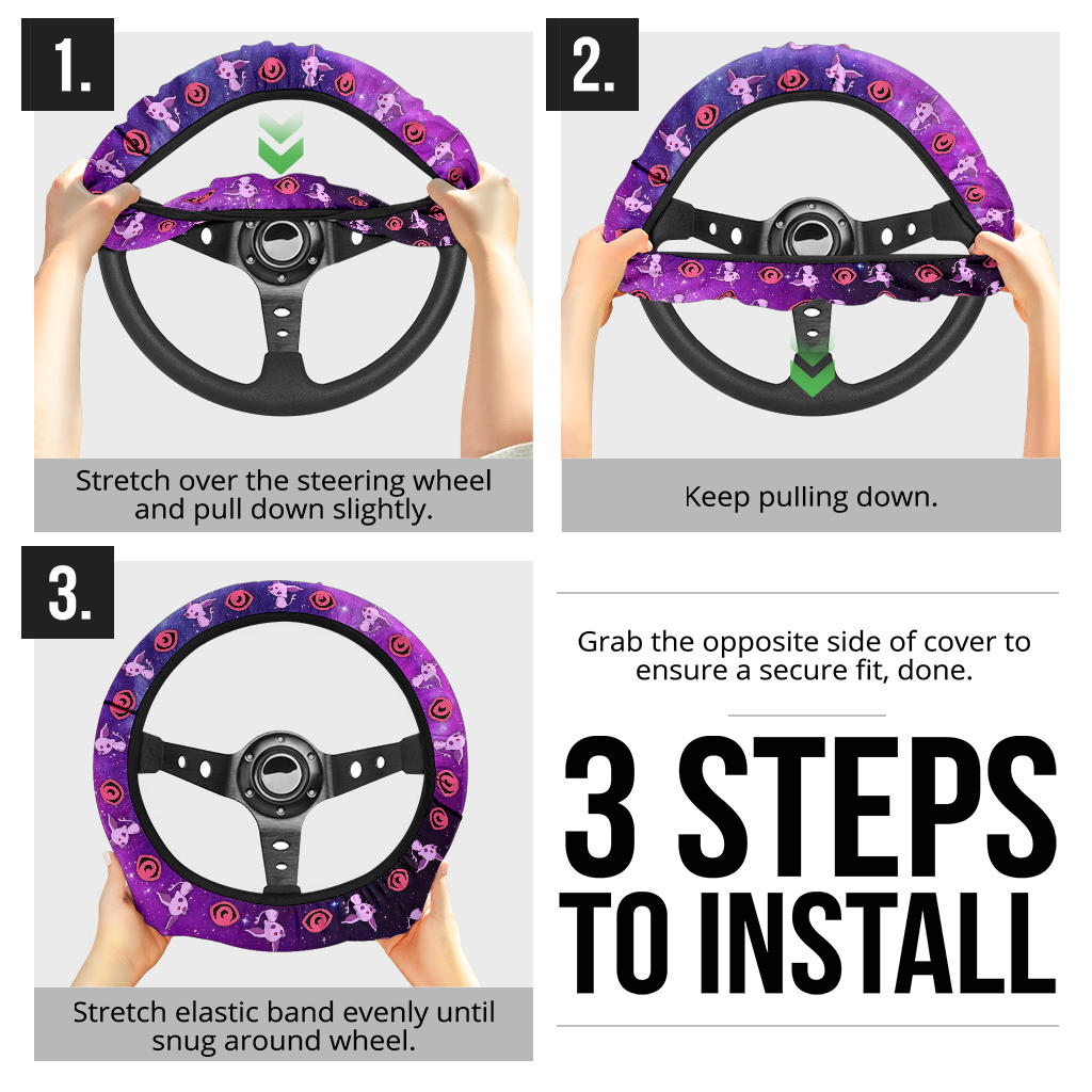 Galaxy Espeon Eevee Evolution Car Steering Wheel Cover