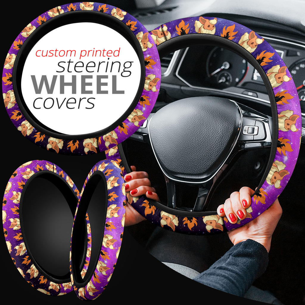 Galaxy Flareon Eevee Evolution Car Steering Wheel Cover