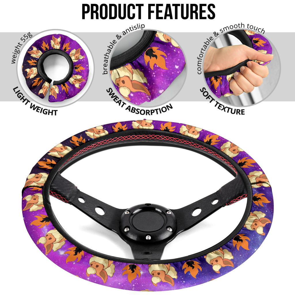 Galaxy Flareon Eevee Evolution Car Steering Wheel Cover
