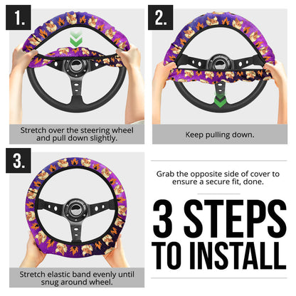 Galaxy Flareon Eevee Evolution Car Steering Wheel Cover