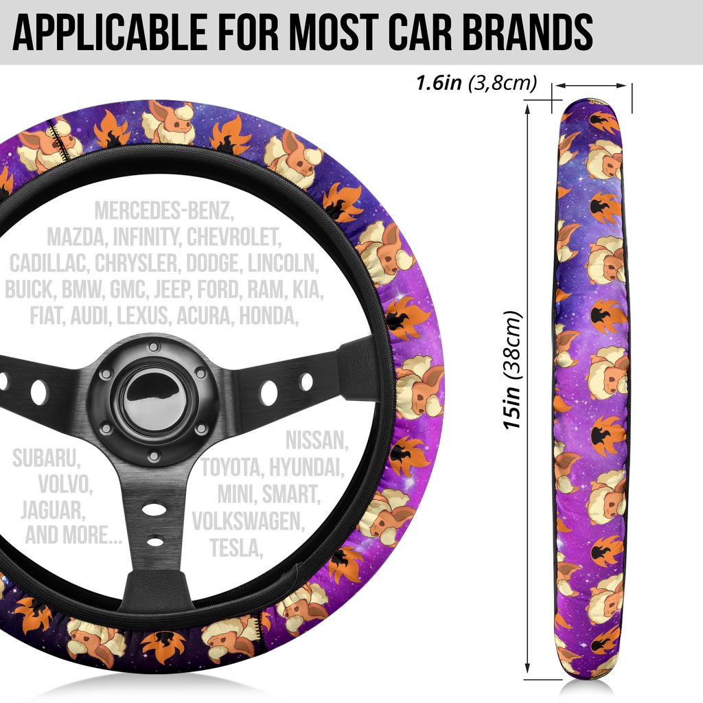 Galaxy Flareon Eevee Evolution Car Steering Wheel Cover