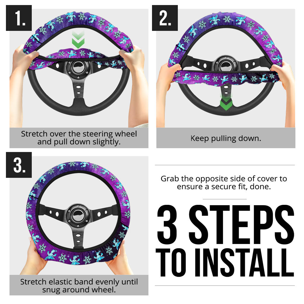 Galaxy Glaceon Eevee Evolution Car Steering Wheel Cover