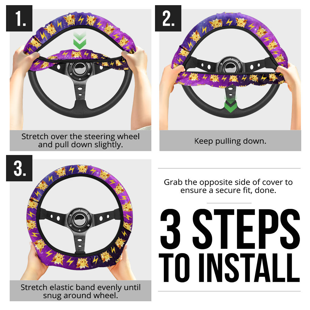 Galaxy Jolteon Eevee Evolution Car Steering Wheel Cover