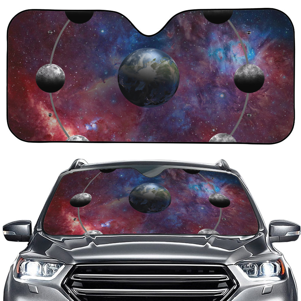 Galaxy Lunar Phase Print Car Windshield Sun Shade