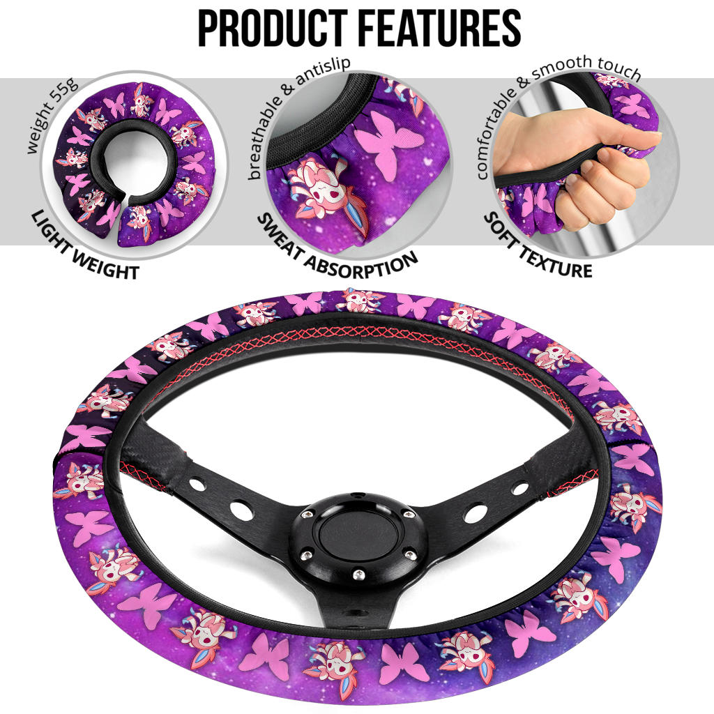Galaxy Sylveon Eevee Evolution Car Steering Wheel Cover