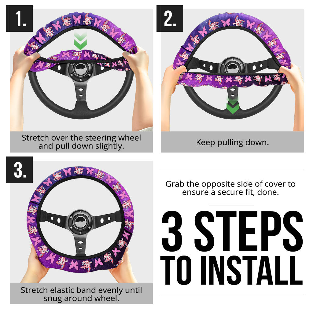 Galaxy Sylveon Eevee Evolution Car Steering Wheel Cover