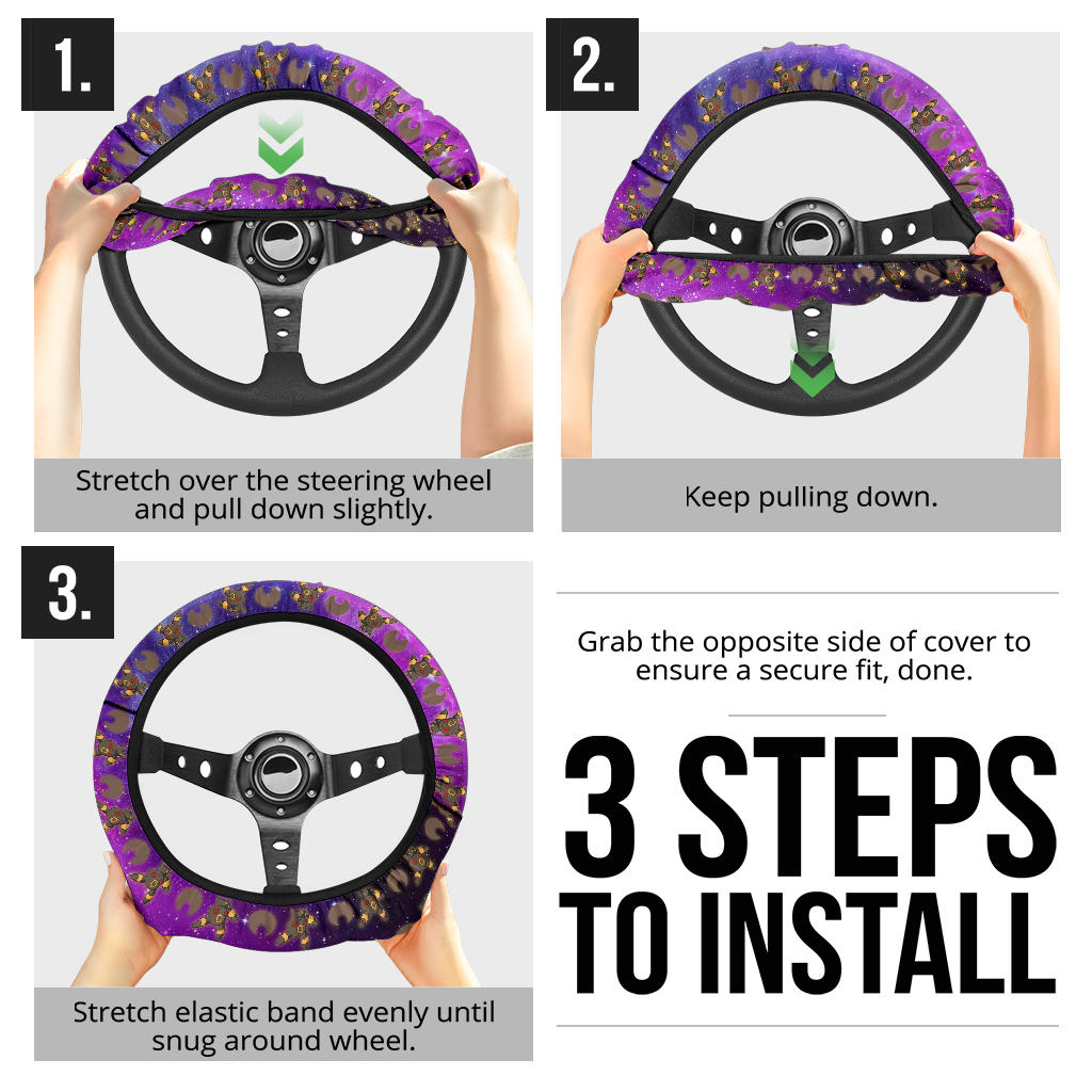 Galaxy Umbreon Eevee Evolution Car Steering Wheel Cover