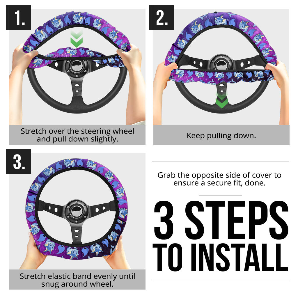 Galaxy Vaporeon Eevee Evolution Car Steering Wheel Cover