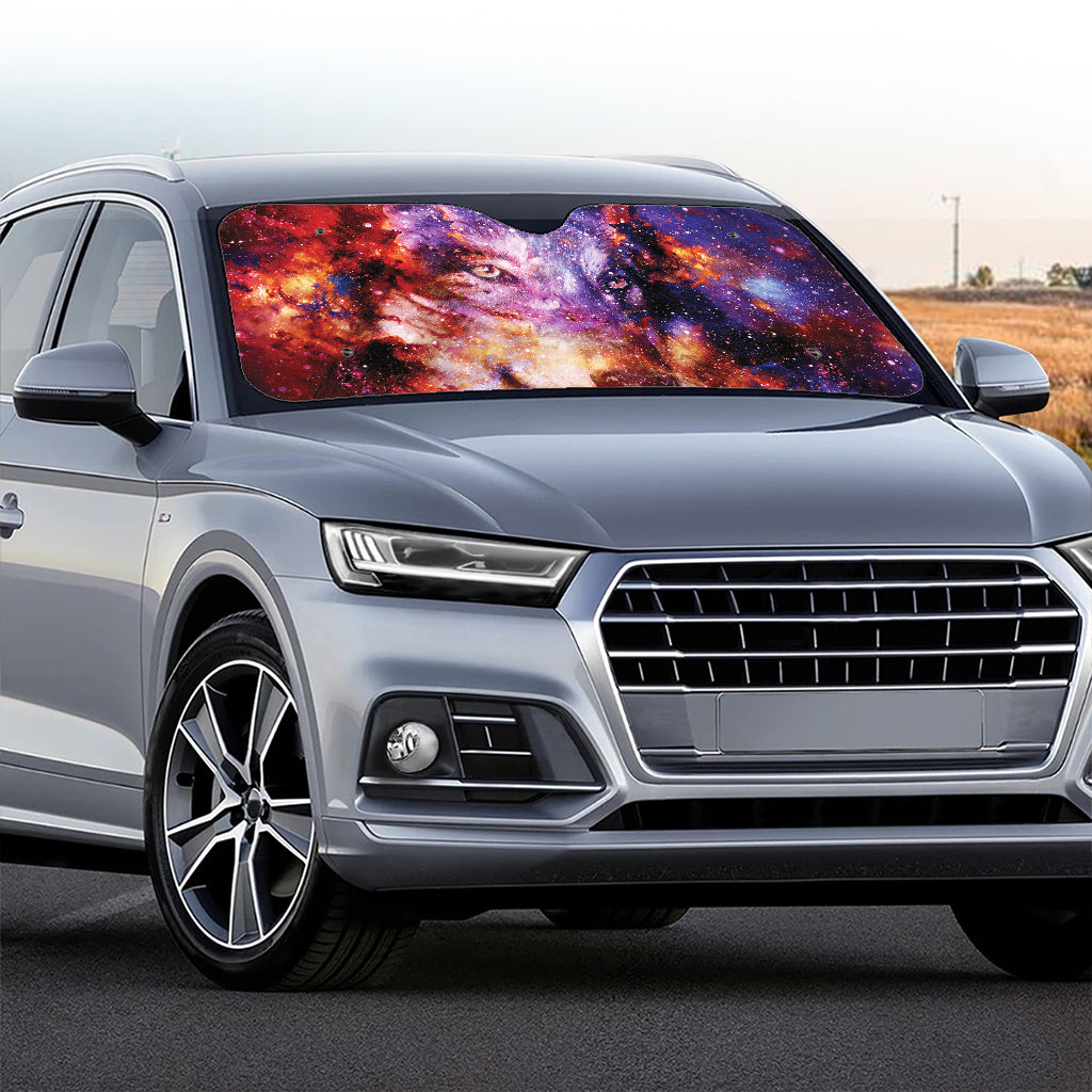 Galaxy Wolf Portrait Print Car Windshield Sun Shade