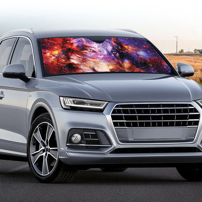 Galaxy Wolf Portrait Print Car Windshield Sun Shade