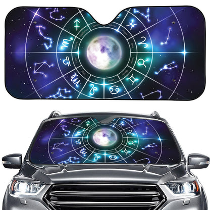 Galaxy Zodiac Wheel Print Car Windshield Sun Shade