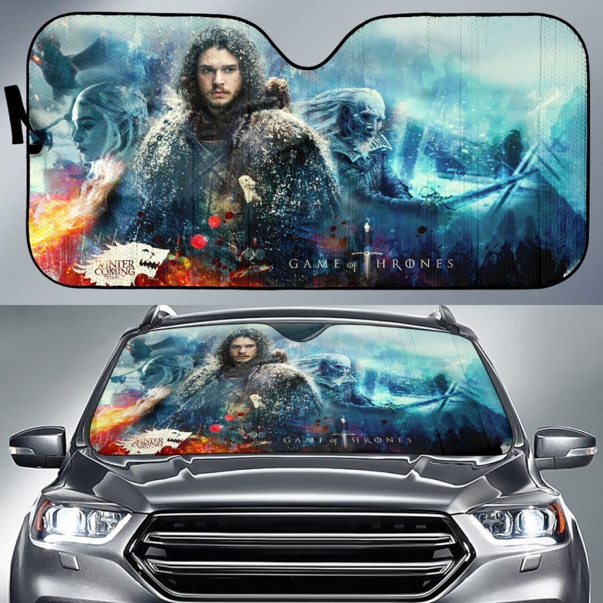 Game Of Thrones Art Movie Fan Gift Car Sun Shades Universal Fit 103530