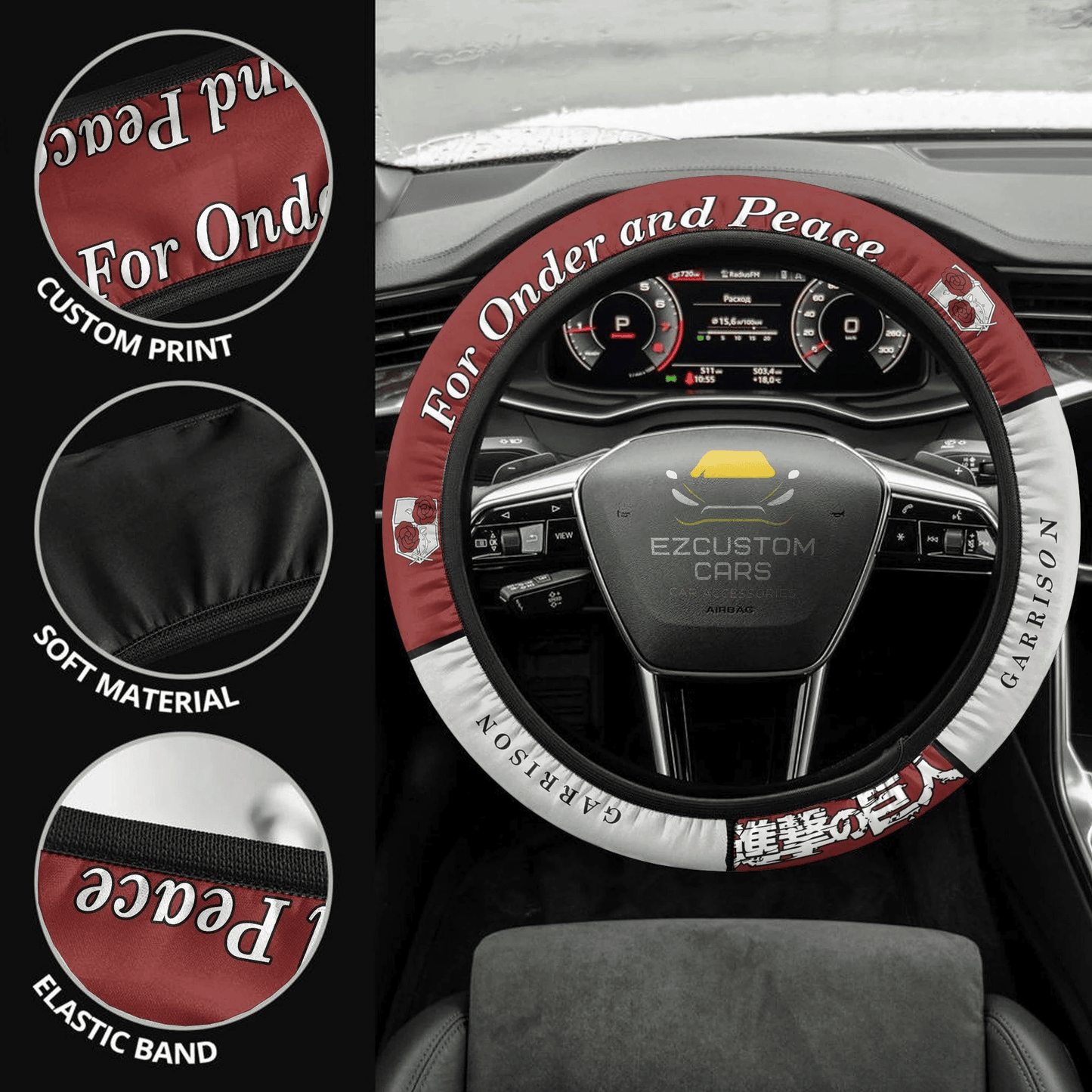 Garrison Regiment Symbols Anime Steering Wheel Cover Custom Anime Attack On Titan Car Accessories