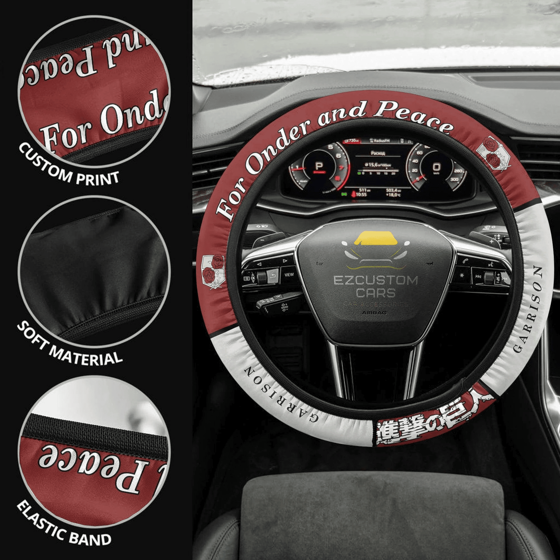 Garrison Regiment Symbols Anime Steering Wheel Cover Custom Anime Attack On Titan Car Accessories