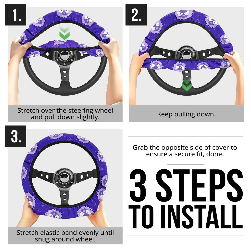 Gastly Dyed Car Steering Wheel Cover