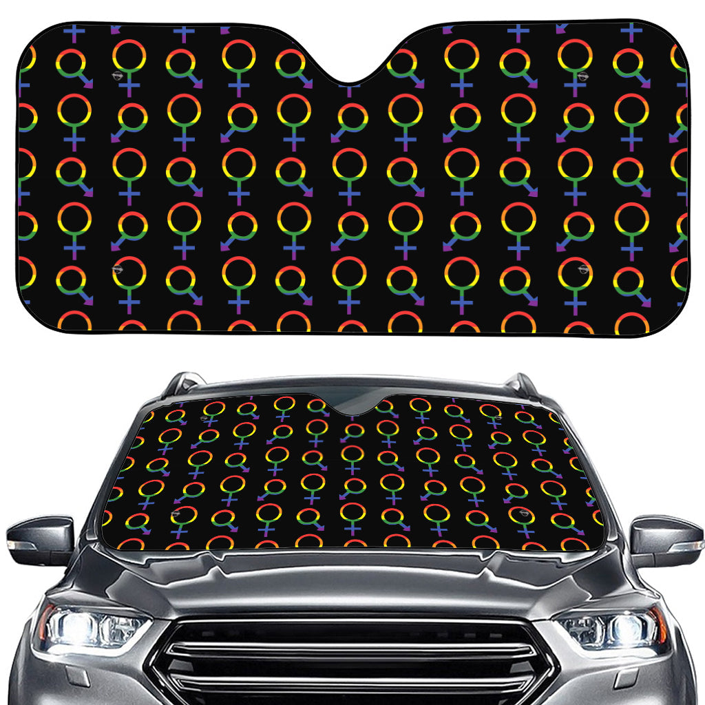 Gay Pride Gender Symbol Pattern Print Car Windshield Sun Shade