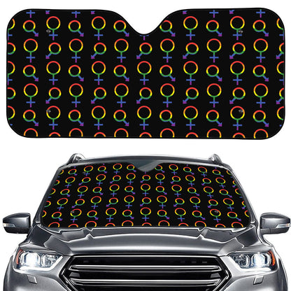 Gay Pride Gender Symbol Pattern Print Car Windshield Sun Shade