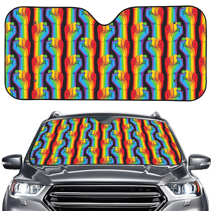 Gay Pride Hand Sign Pattern Print Car Windshield Sun Shade
