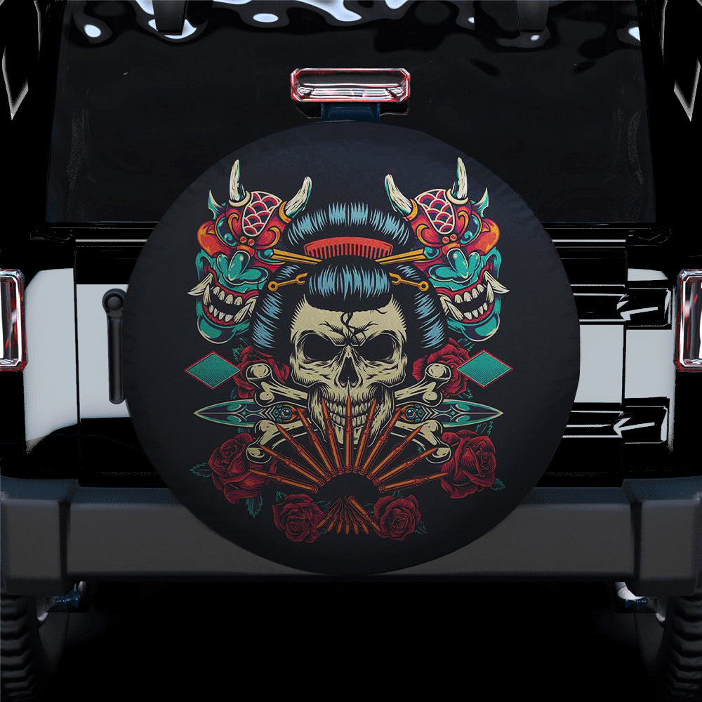 Geisha Skull Spare Tire Cover