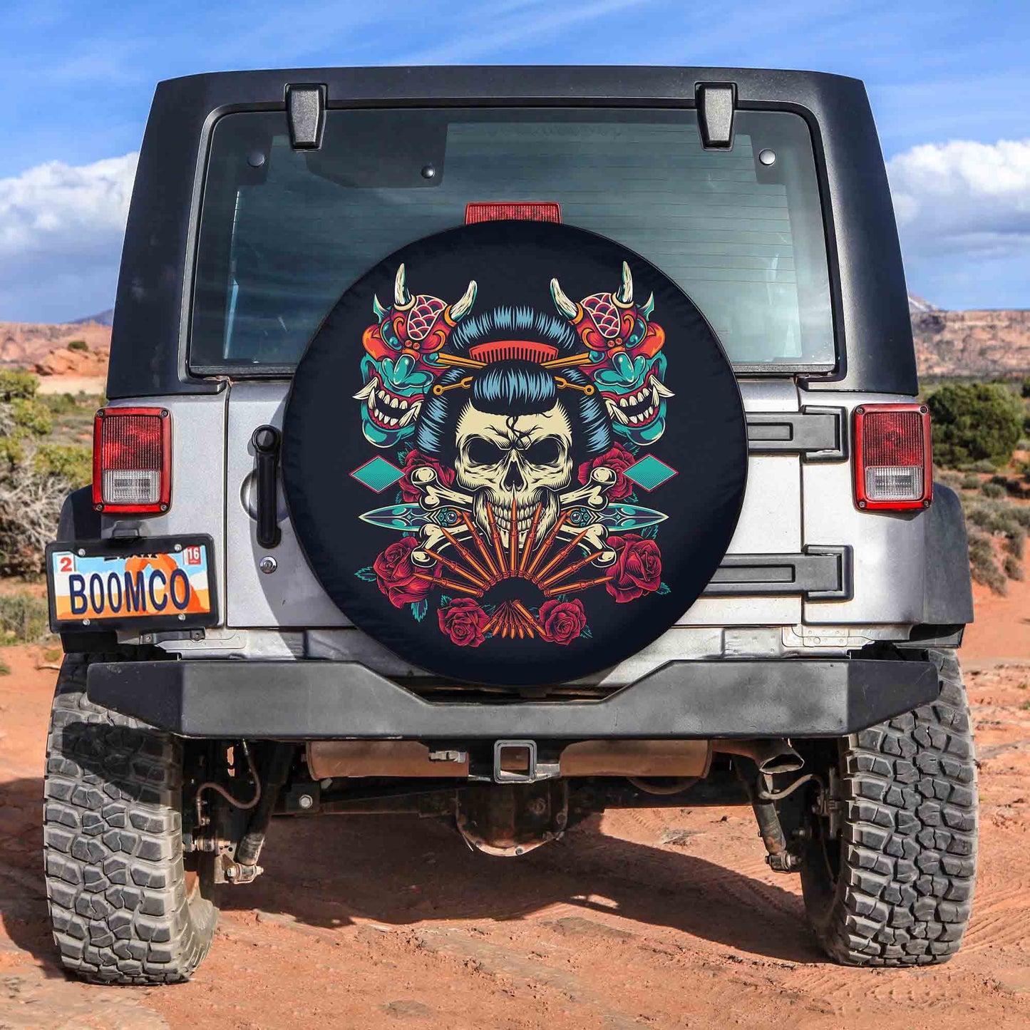 Geisha Skull Spare Tire Cover