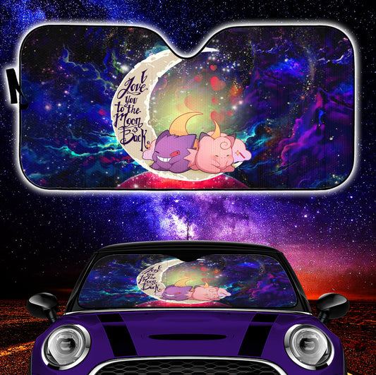Gengar And Clefable Cute Pokemon Love You To The Moon Galaxy Car Auto Sunshades