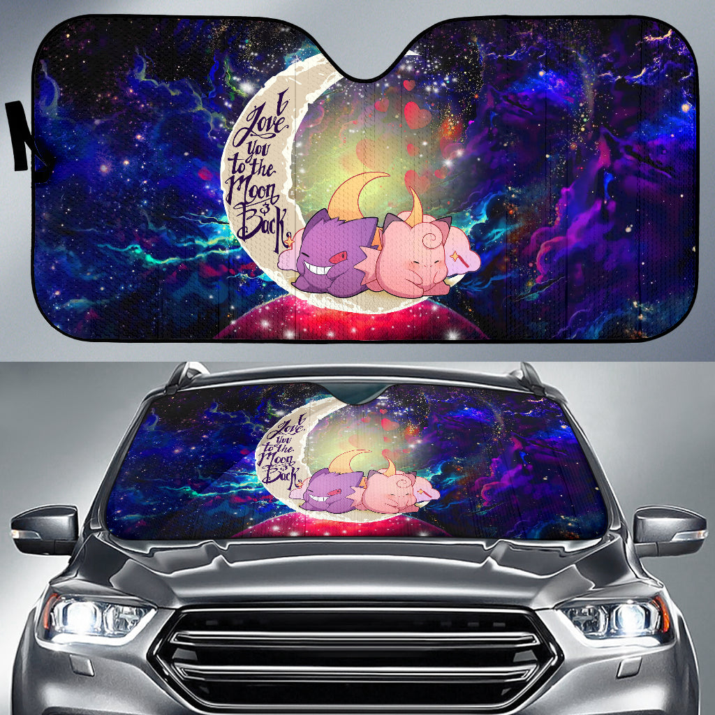 Gengar And Clefable Cute Pokemon Love You To The Moon Galaxy Car Auto Sunshades