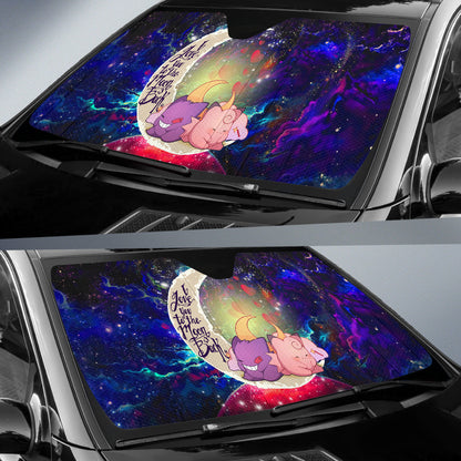 Gengar And Clefable Cute Pokemon Love You To The Moon Galaxy Car Auto Sunshades