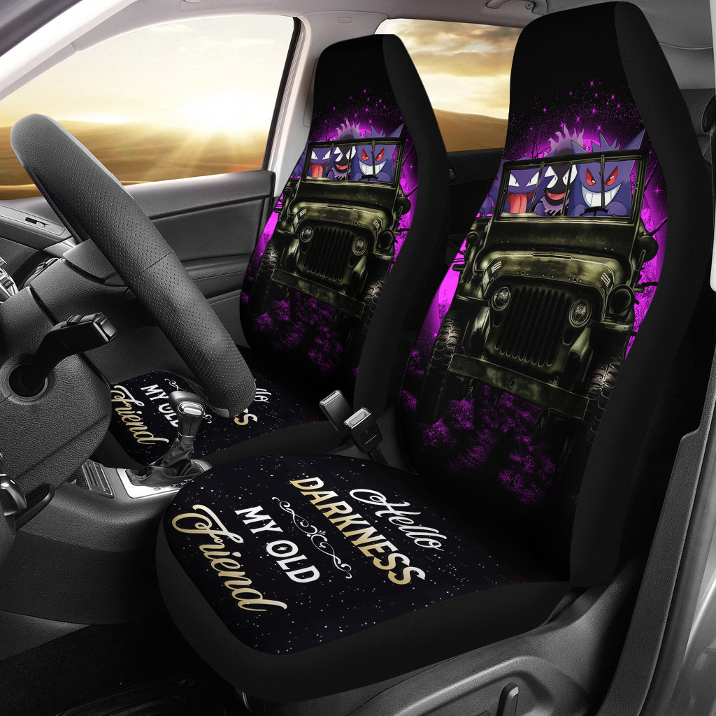 Gengar Pokemon Ghost Halloween Moonlight Ride Jeep Funny Car Seat Covers