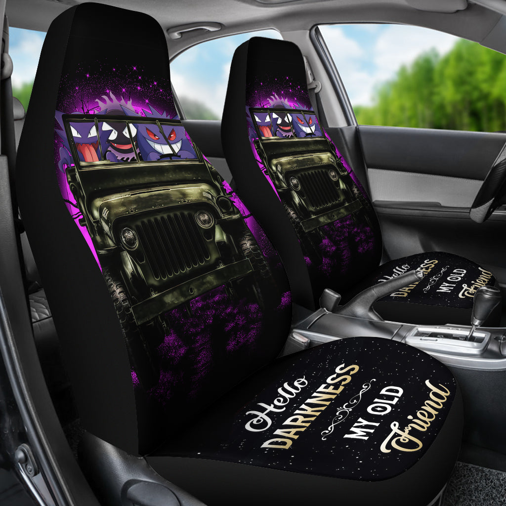 Gengar Pokemon Ghost Halloween Moonlight Ride Jeep Funny Car Seat Covers