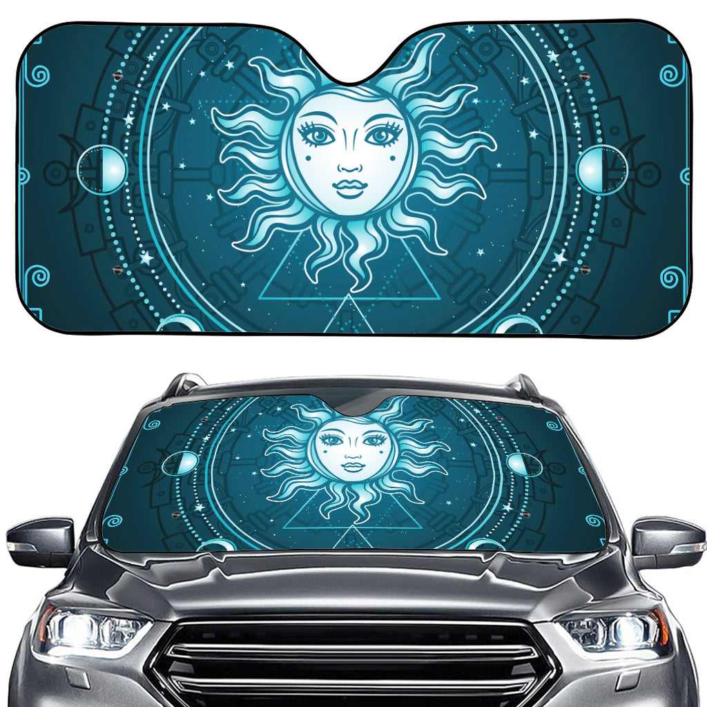 Geometric Celestial Sun And Moon Print Car Windshield Sun Shade