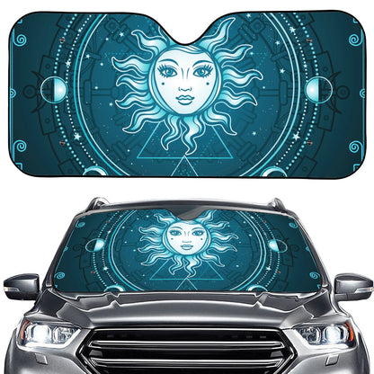 Geometric Celestial Sun And Moon Print Car Windshield Sun Shade