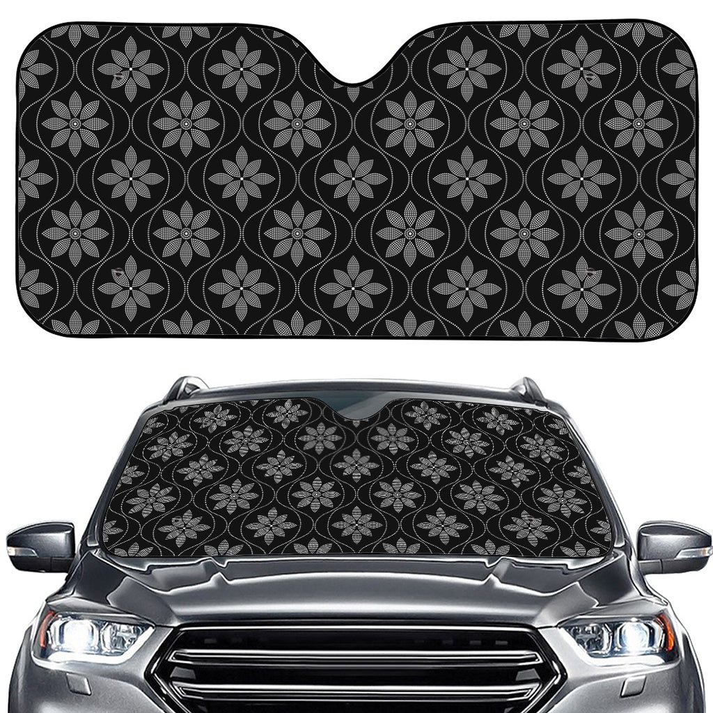 Geometric Dot Flower Pattern Print Car Windshield Sun Shade