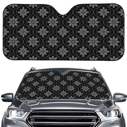 Geometric Dot Flower Pattern Print Car Windshield Sun Shade