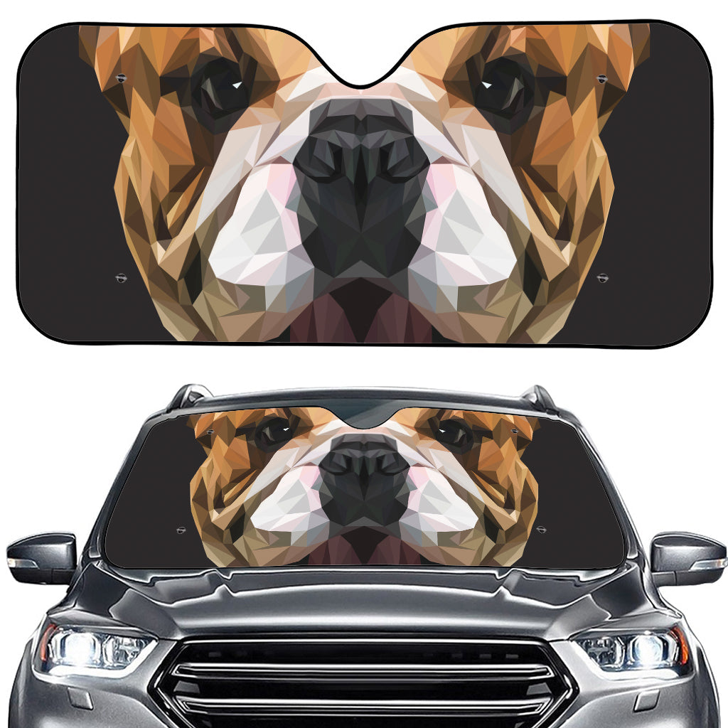Geometric English Bulldog Print Car Windshield Sun Shade