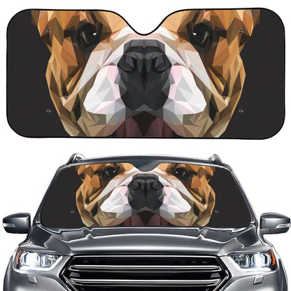 Geometric English Bulldog Print Car Windshield Sun Shade