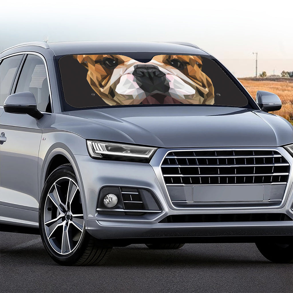 Geometric English Bulldog Print Car Windshield Sun Shade