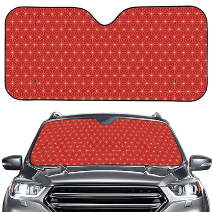 Geometric Japanese Floral Pattern Print Car Windshield Sun Shade