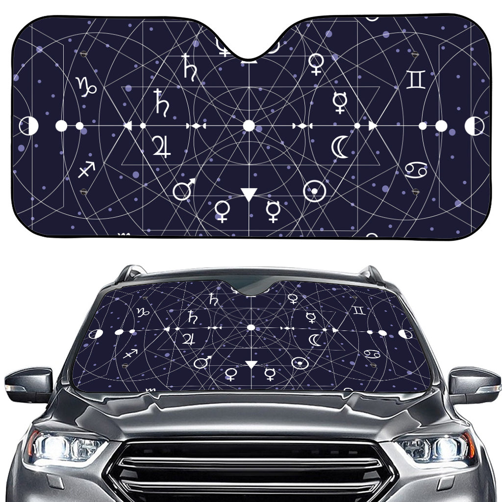 Geometric Moon Phase Print Car Windshield Sun Shade