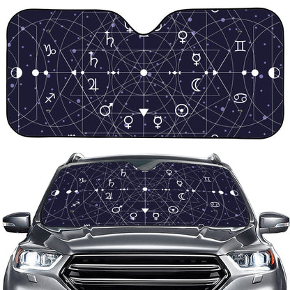 Geometric Moon Phase Print Car Windshield Sun Shade