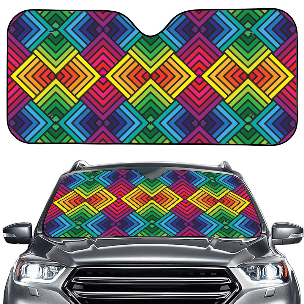 Geometric Rainbow Pattern Print Car Windshield Sun Shade