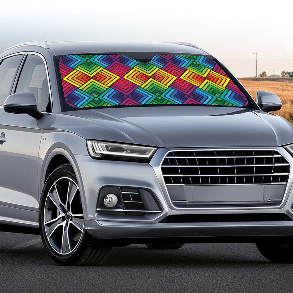 Geometric Rainbow Pattern Print Car Windshield Sun Shade