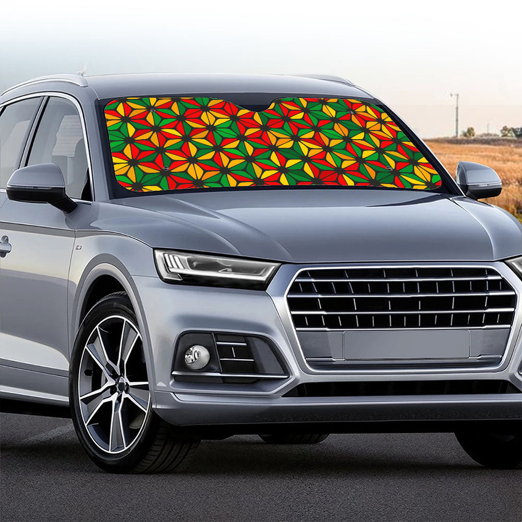 Geometric Reggae Pattern Print Car Windshield Sun Shade