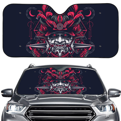 Geometric Samurai Mask Print Car Windshield Sun Shade