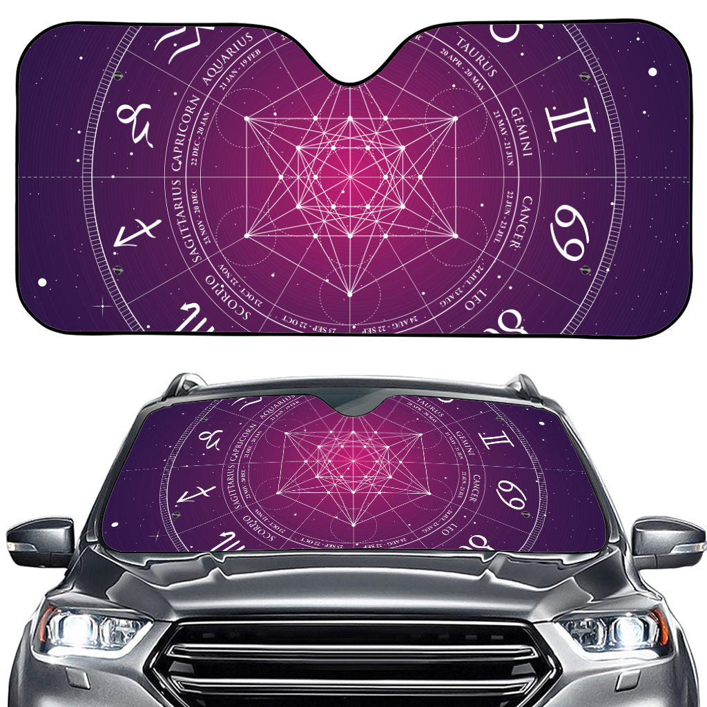 Geometric Zodiac Calendar Print Car Windshield Sun Shade