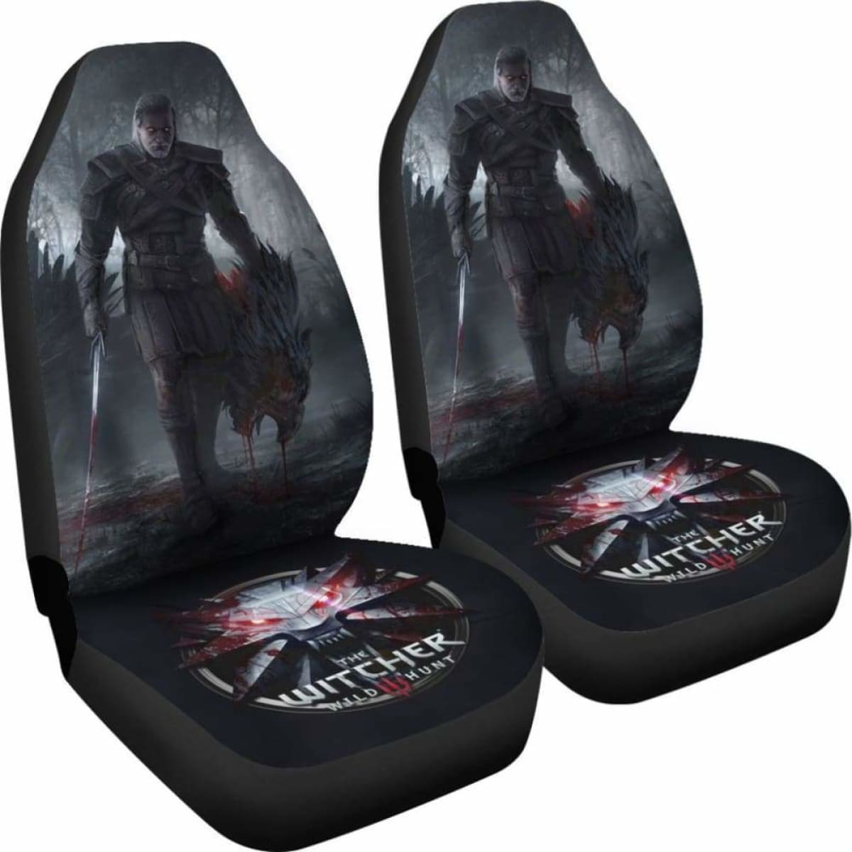 Geralt Car Seat Covers Logo The Witcher 3: Wild Hunt Game Universal Fit 051012