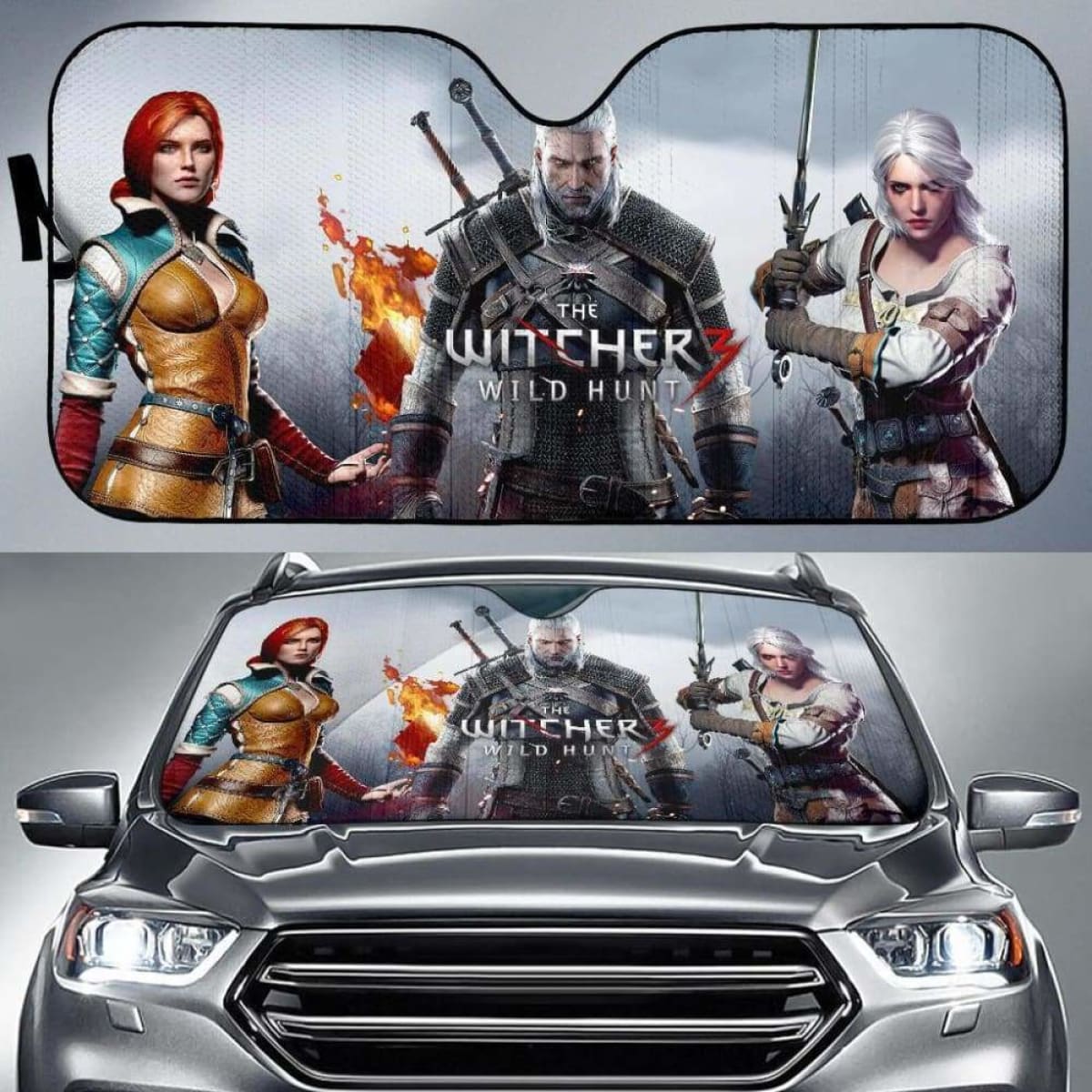 Geralt, Ciri & Triss Car Sun Shades The Witcher 3: Wild Hunt Universal Fit 051012