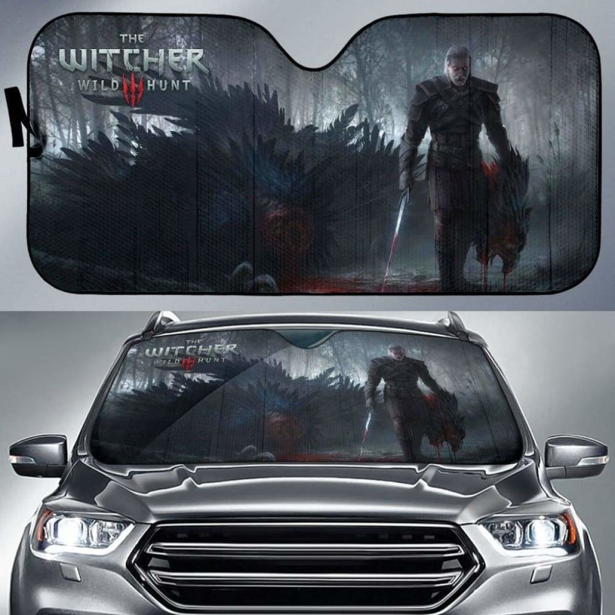 Geralt Game The Witcher 3: Wild Hunt Car Sun Shades Universal Fit 051012