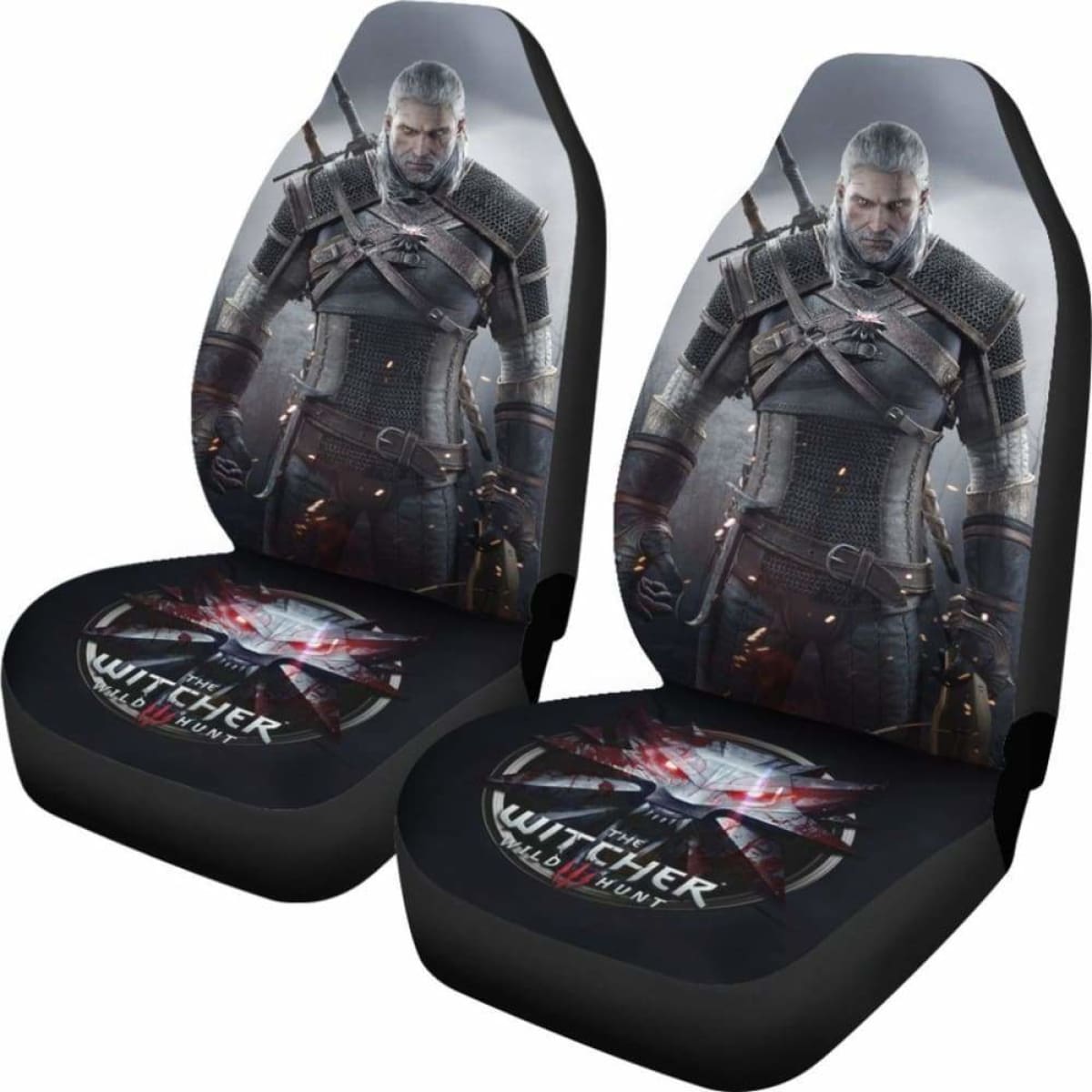 Geralt Logo The Witcher 3: Wild Hunt Game Car Seat Covers Universal Fit 051012